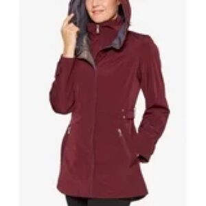 Jones New York Deep Burgundy Hooded Raincoat